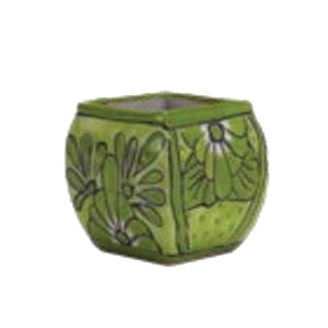 APG401050 Bubble Planter, 5 in Dia, 5 in H, Square, Talavera Design, Ceramic, Multi-Color