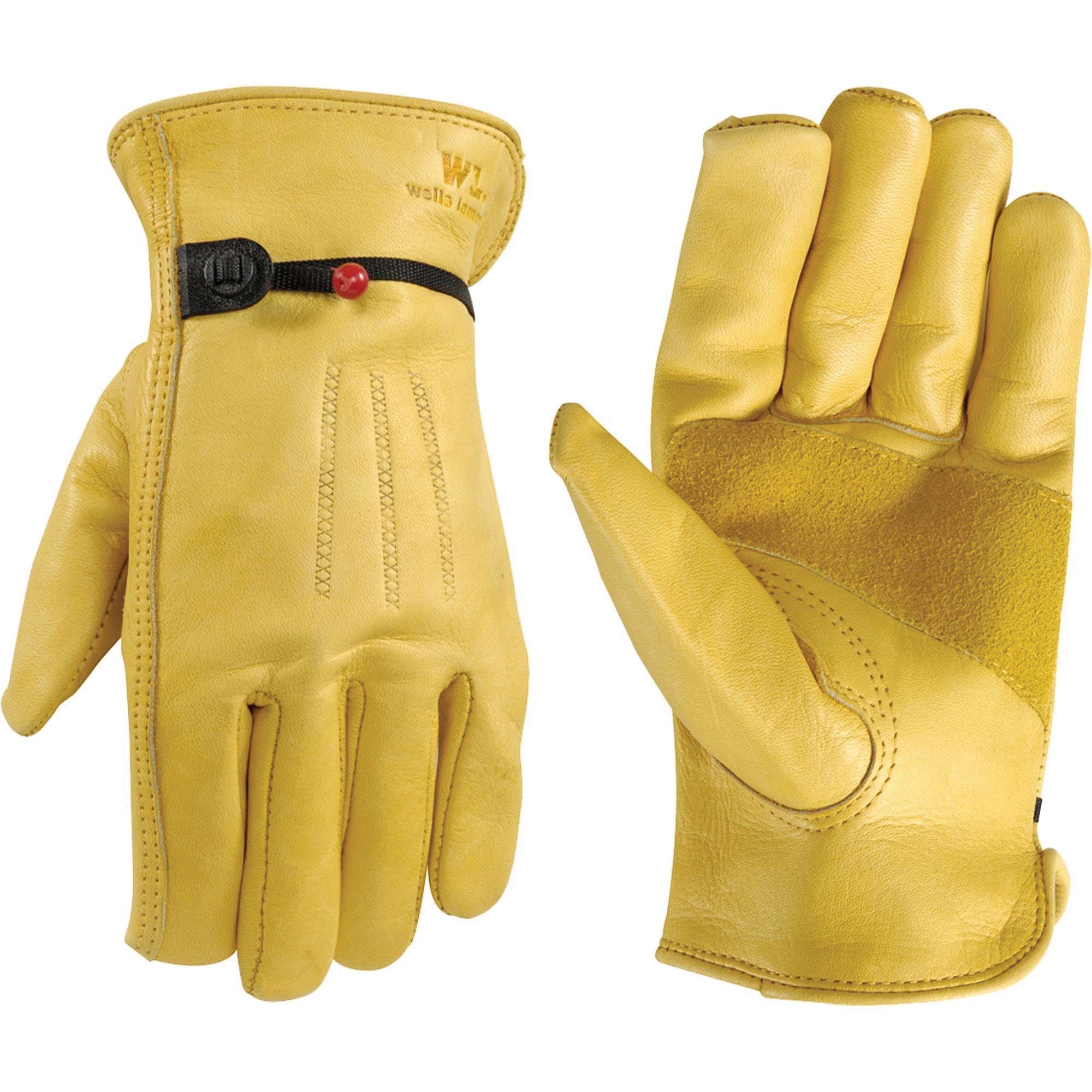 1132M Work Gloves, Men's, M, Keystone Thumb, Open Cuff, Cowhide Leather, Gold/Yellow