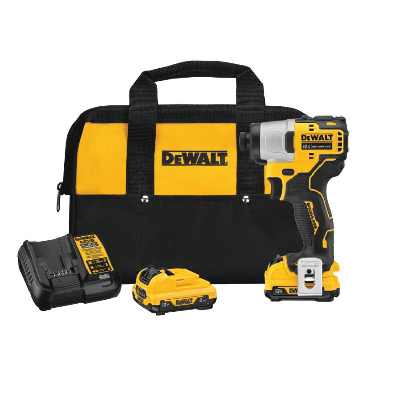 DCF801F2 Impact Driver Kit, Battery Included, 12 V, 1/4 in Drive, Square Drive, 3600 ipm