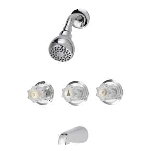 Boston Harbor GU-F3010506CP Tub and Shower Faucet, 3-Handle, Chrome Plated