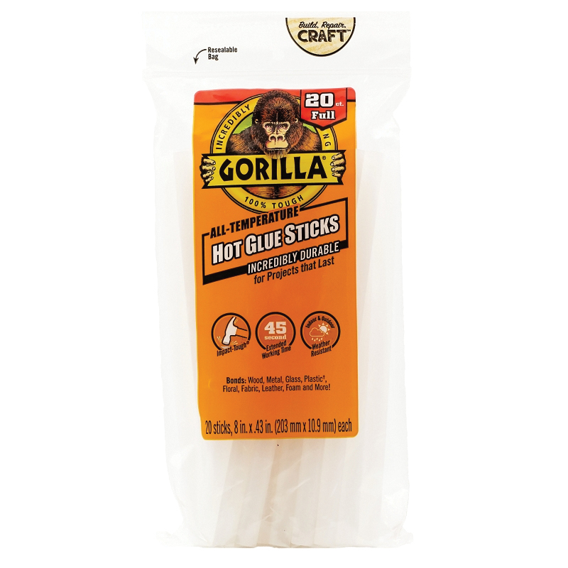 3032002 Hot Glue Stick, Solid, Clear, 20 Pack