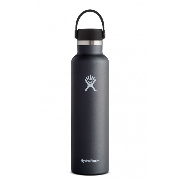 Hydro Flask S24SX001 Standard Mouth Water Bottle, 24 oz Capacity, Stainless Steel, Black, Powder-Coated - 1