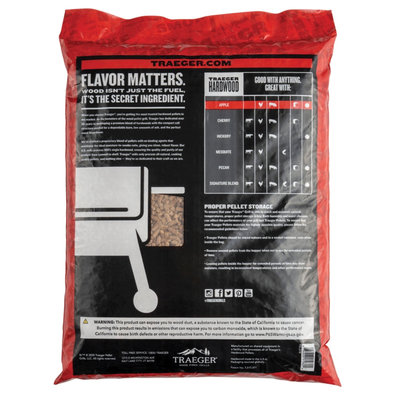 Traeger PEL318 Series Pellet, Apple, Wood, 20 lb Bag
