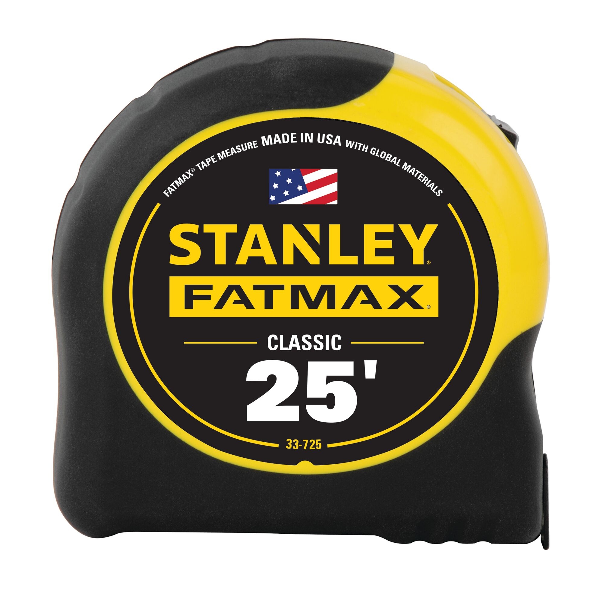 33-725 Classic Tape Measure, 25 ft L Blade, 1-1/4 in W Blade, Steel Blade, Plastic Case, Black/Yellow Case