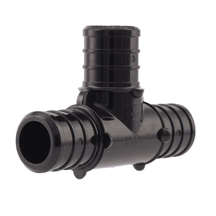 UP370A10 Pipe Tee, 3/4 in, Barb, Polymer, Black, 200 psi Pressure, 10/PK
