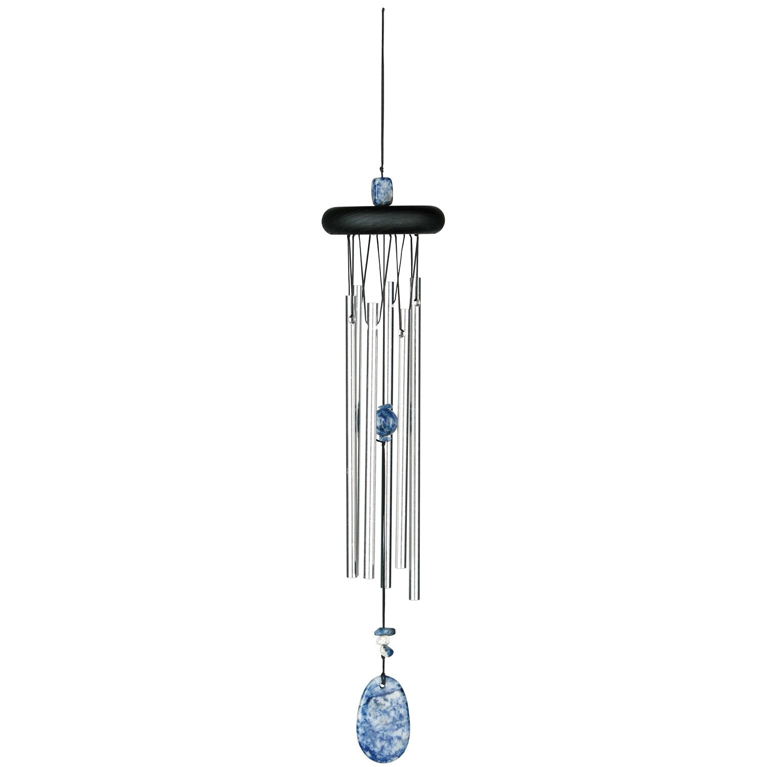 Woodstock Chimes CCL Wind Chime, Lapis/Brow Chakra, Aluminum/Ash Wood/Stone, Black/Silver, Polished