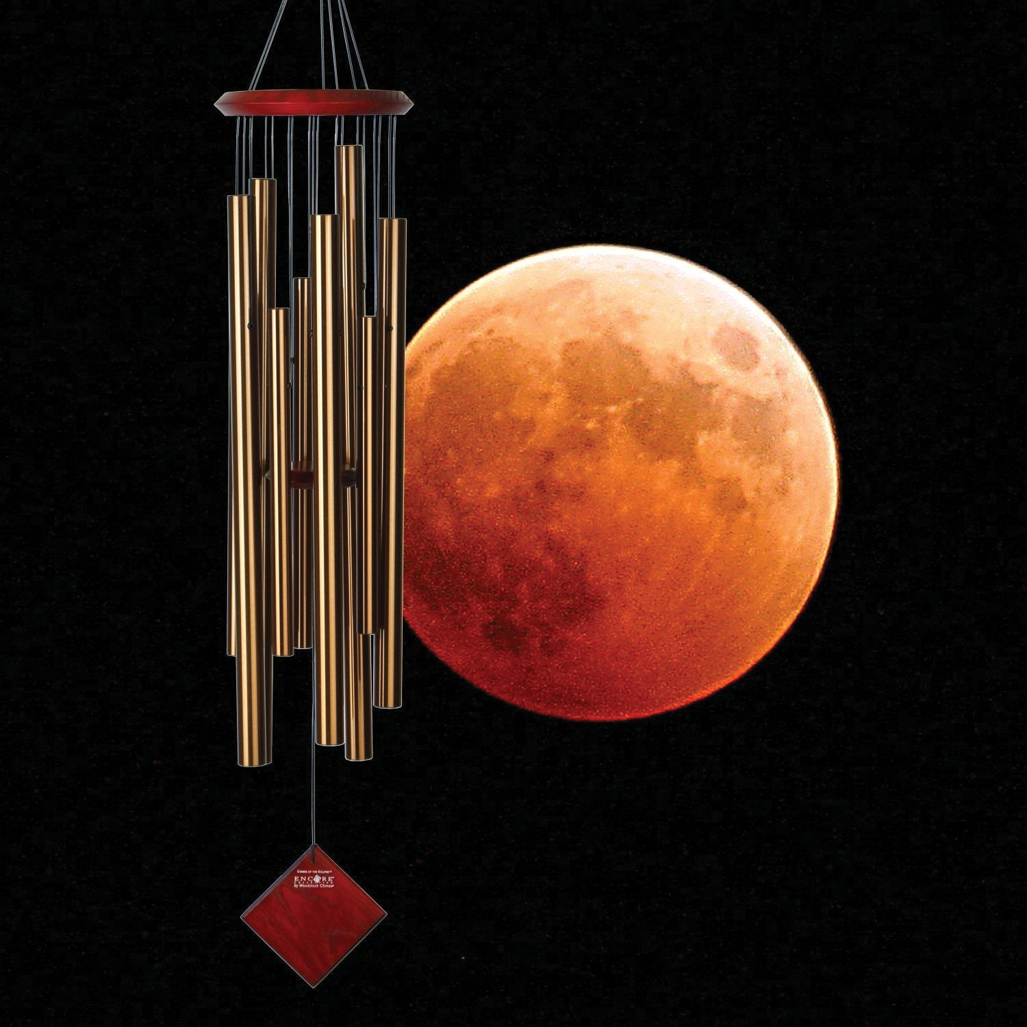 Woodstock Chimes Encore DCB40 Wind Chime, Chimes Of The Eclipse, Aluminum/Wood, Bronze/Bubinga