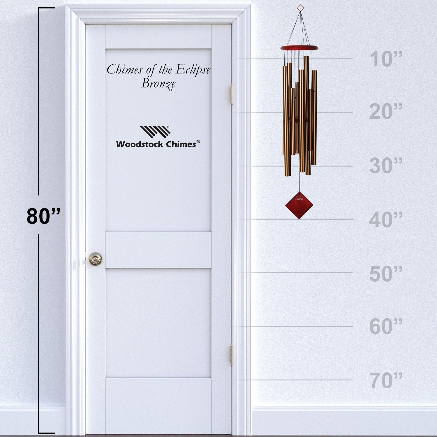 Woodstock Chimes Encore DCB40 Wind Chime, Chimes Of The Eclipse, Aluminum/Wood, Bronze/Bubinga