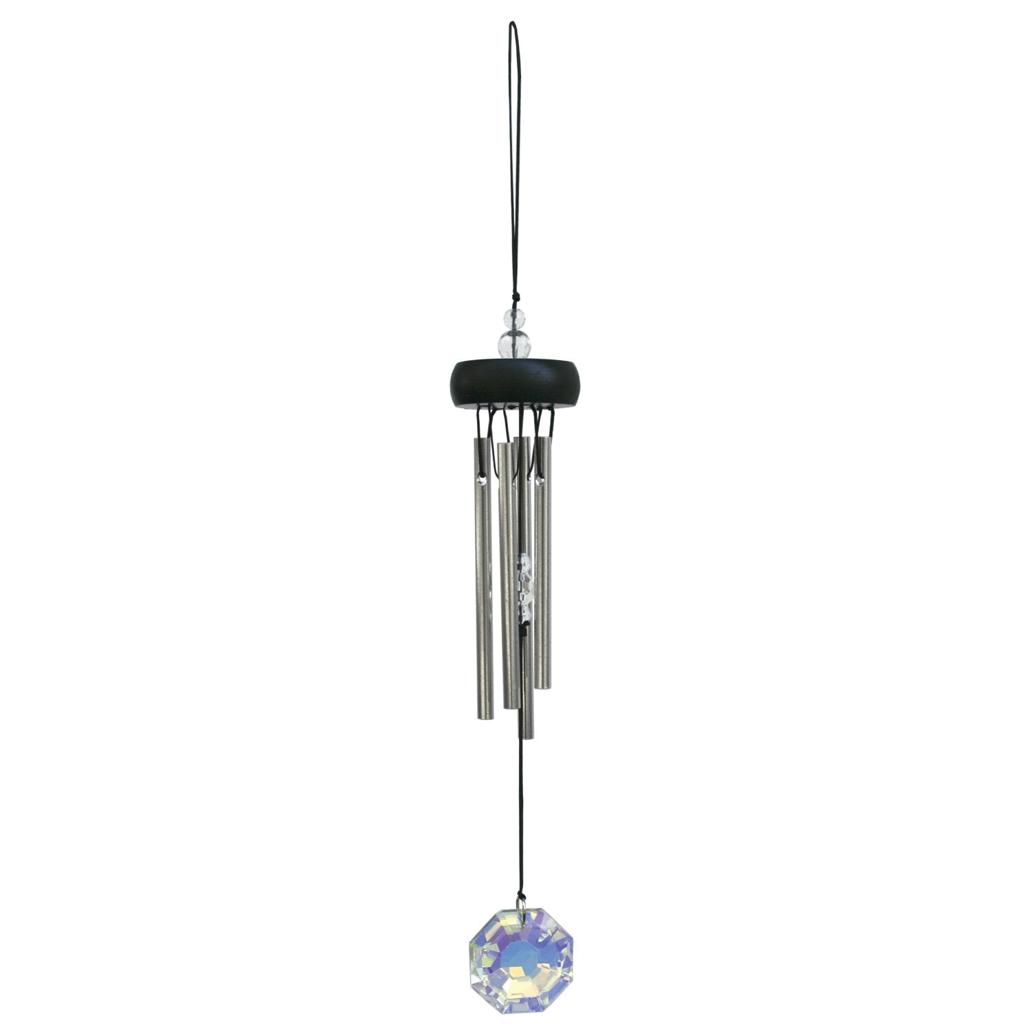 Woodstock Chimes PSCR Precious Stone Wind Chime, Crystal, Aluminum/Ash Wood/Glass Crystal, Black/Silver, Polished
