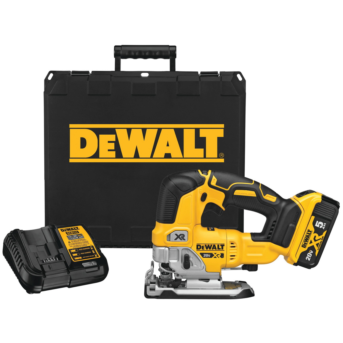DeWALT DCS334P1 Jig Saw Kit, Battery Included, 20 V, 5 Ah, 3/8 in Cutting Capacity, 1 in L Stroke, 0 to 3200 spm