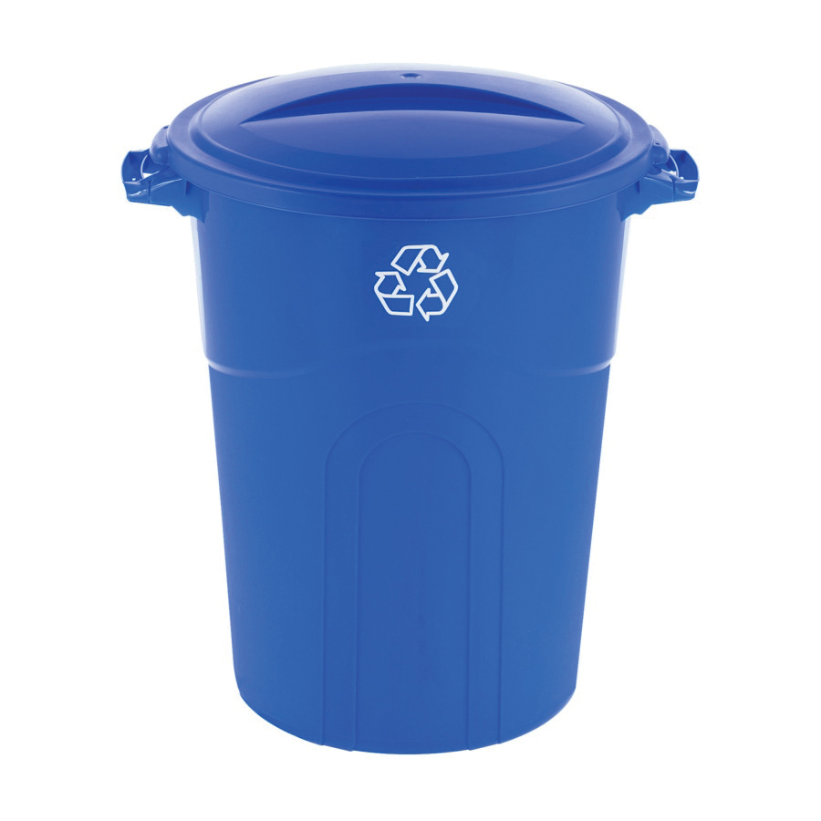 COLORmaxx TI0028 Trash Can, 32 gal, Plastic, Blue, Lid