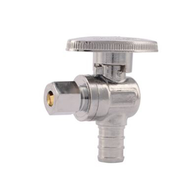 COLORmaxx Series 23056LF Stop Angle, 1/2 x 1/4 in Connection, Barb, 80 psi Pressure, Quarter-Turn Actuator