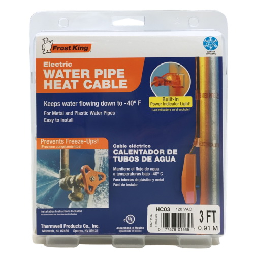 Frost King COLORmaxx Series HC12A Automatic Electric Heat Cable Kit, 120 V, 12 ft L
