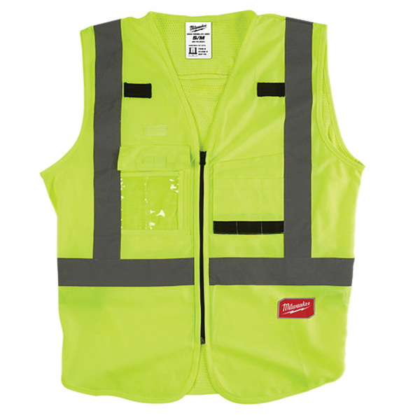 48-73-5021 High-Visibility Safety Vest, S, M, Unisex, Fits to Chest Size: 38 to 42 in, Polyester, Yellow