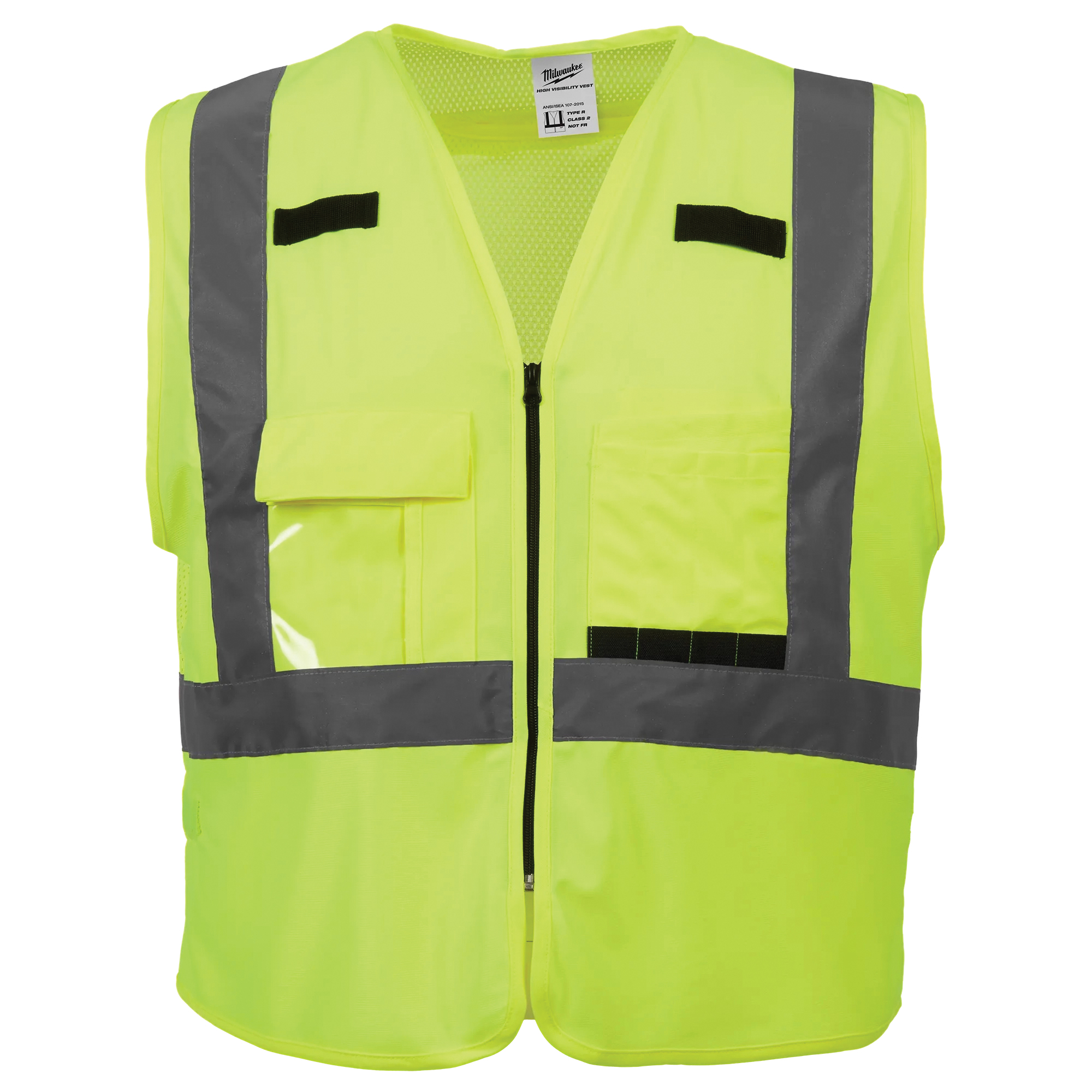 48-73-5022 Safety Vest, L/XL, Men's, Fits to Chest Size: 42 to 46 in, Polyester, High-Visibility Yellow