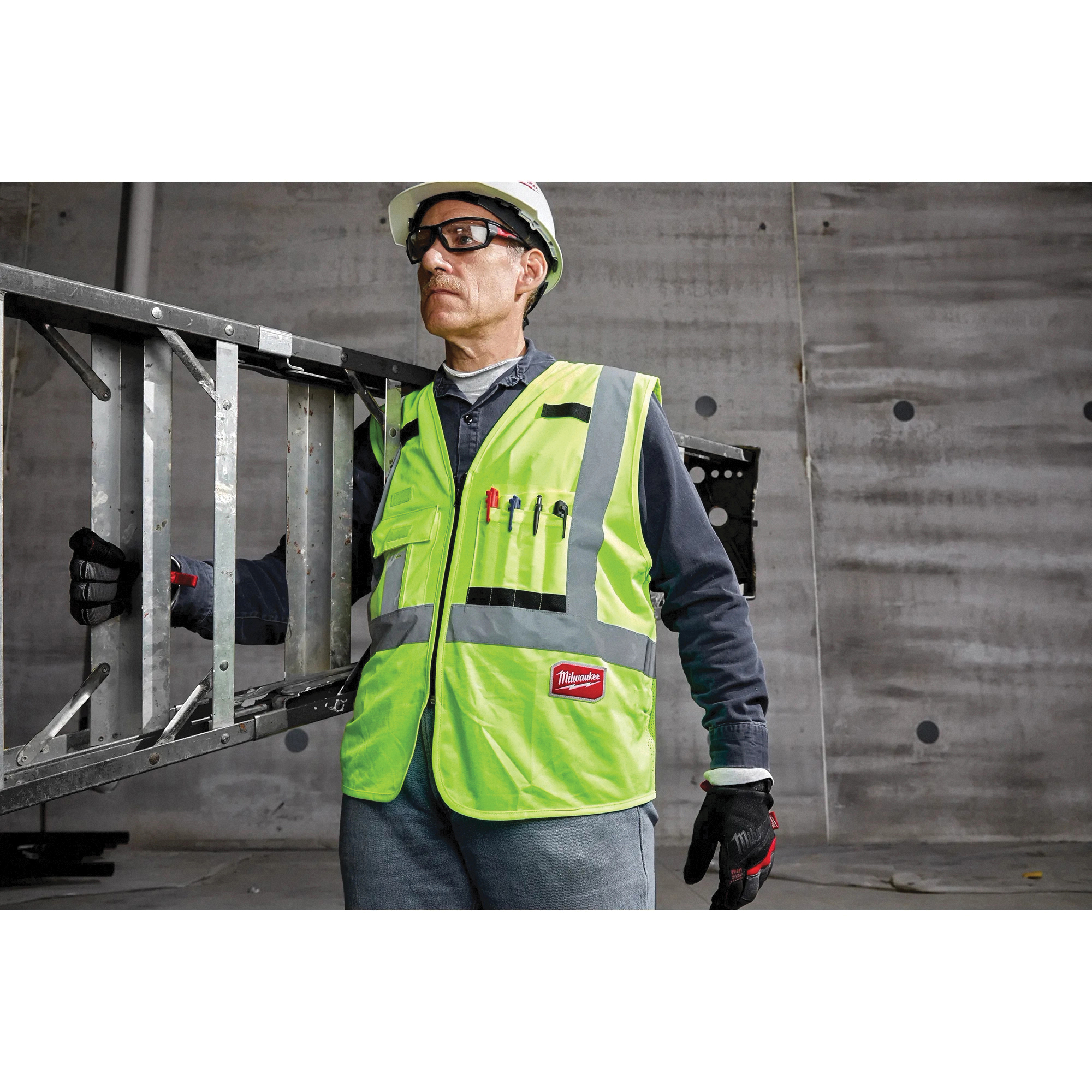 Milwaukee 48-73-5022 Safety Vest, L/XL, Men's, Fits to Chest Size: 42 to 46 in, Polyester, High-Visibility Yellow - 4