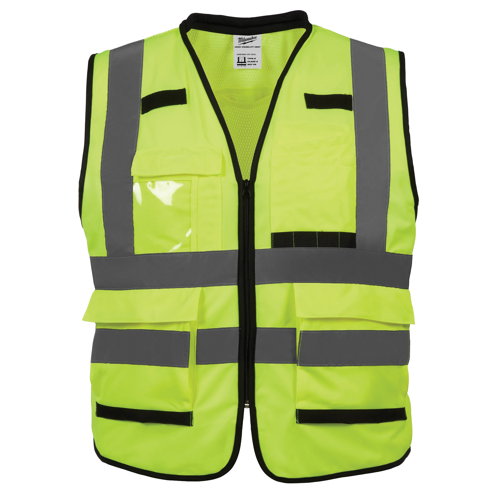 48-73-5042 Safety Vest, L/XL, Men's, Fits to Chest Size: 42 to 46 in, Polyester, High-Visibility Yellow