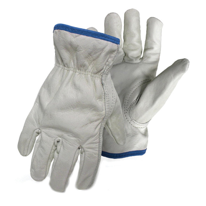 4063L Gloves, L, Keystone Thumb, Open, Shirred Elastic Back Cuff, Buffalo Leather
