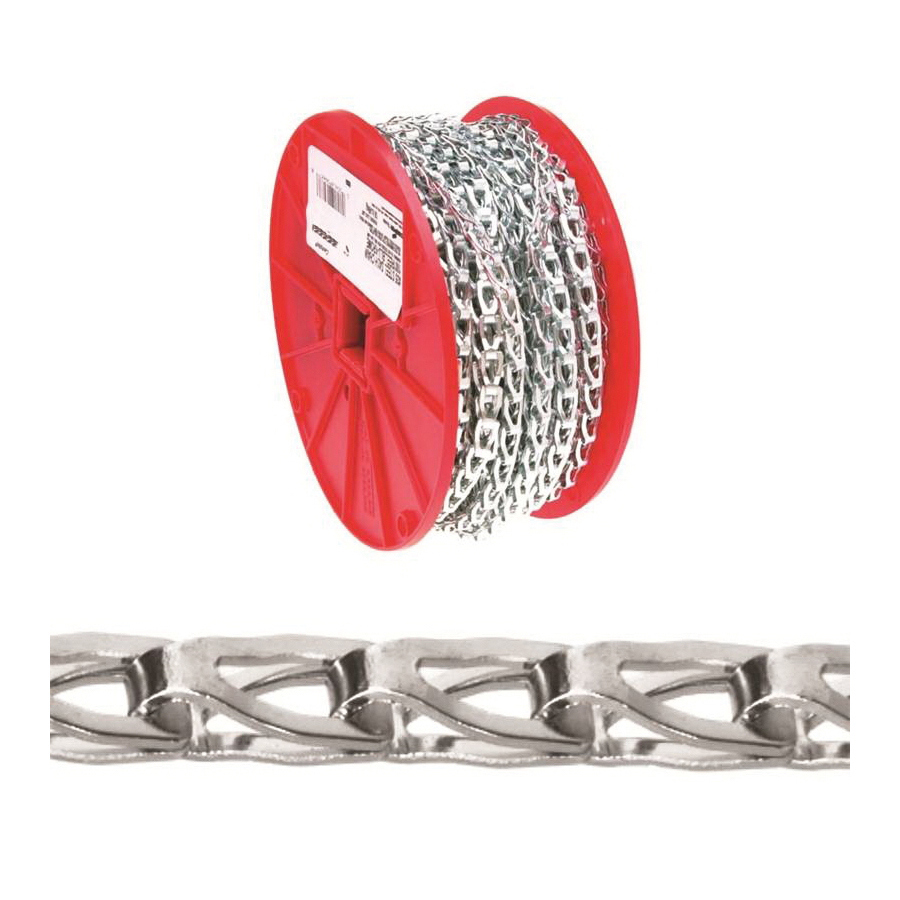 Campbell 072-3727N Sash Chain, #35, 100 ft L, 106 lb Working Load, Steel, Zinc-Plated - 1