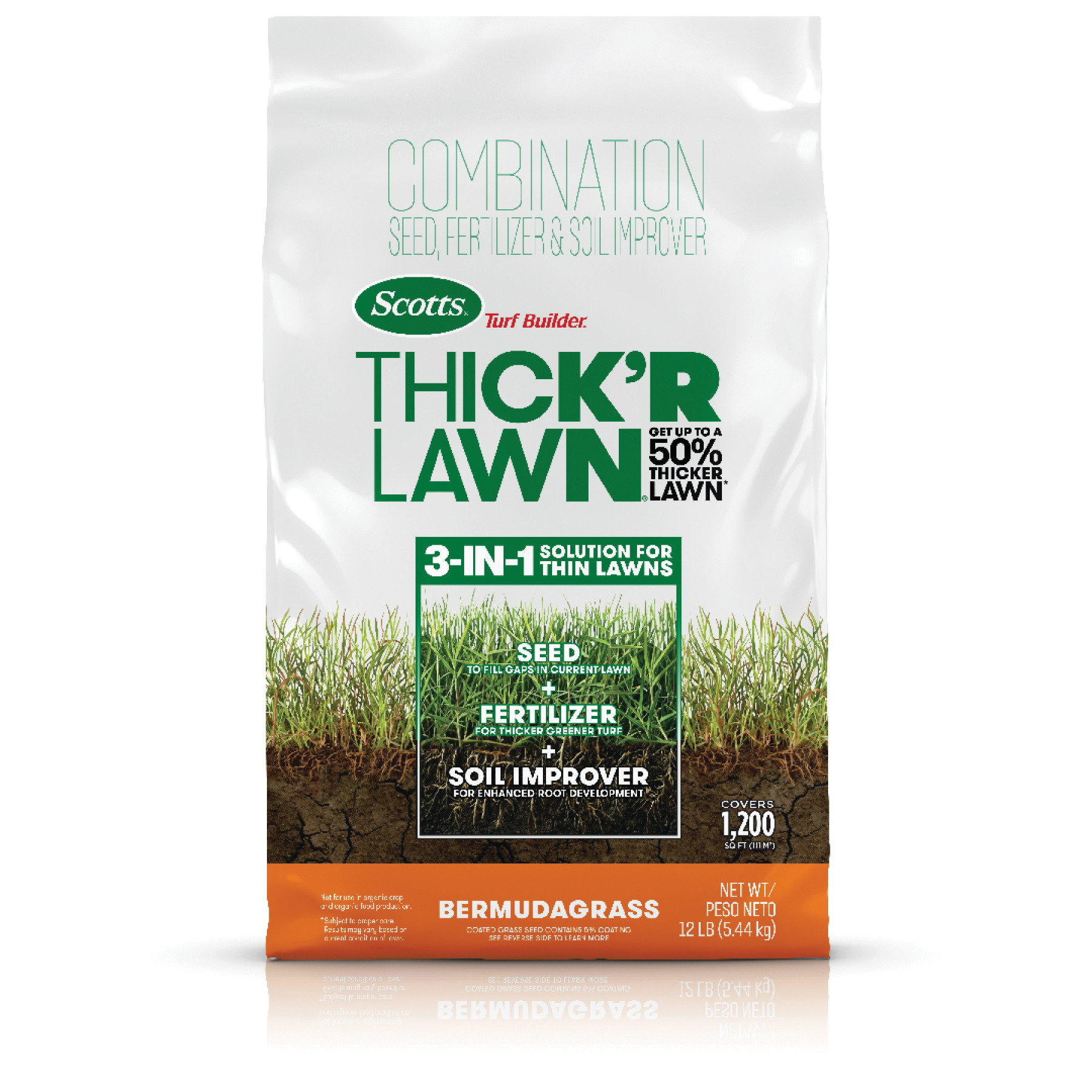 30177 Thick'R Lawn Bermuda Grass Seed, 1200 sq-ft Coverage Area, 12 lb Bag