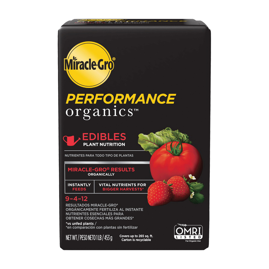 Miracle-Gro Performance Organics 3005301 Edibles Plant Food, 1 lb Carton, Solid, 9-4-12 N-P-K Ratio - 1
