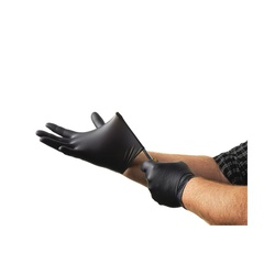 VEN6145N Disposable Gloves, One-Size, Nitrile, Powder-Free, Black, 9-1/2 in L