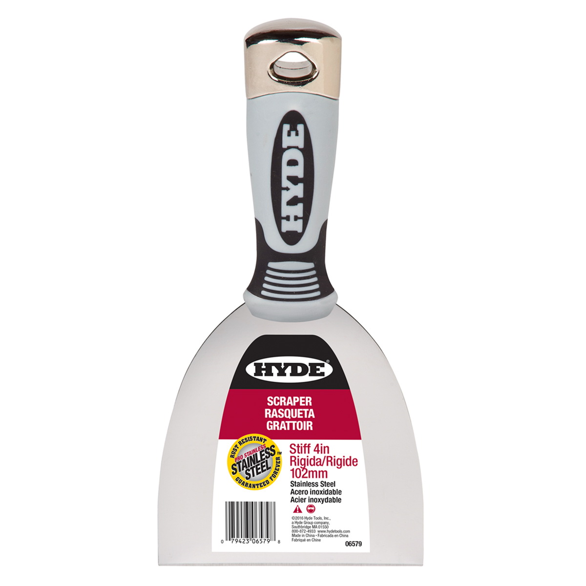 Pro Stainless 06579 Paint Scraper, Stiff Blade, Stainless Steel Blade, Nylon Handle