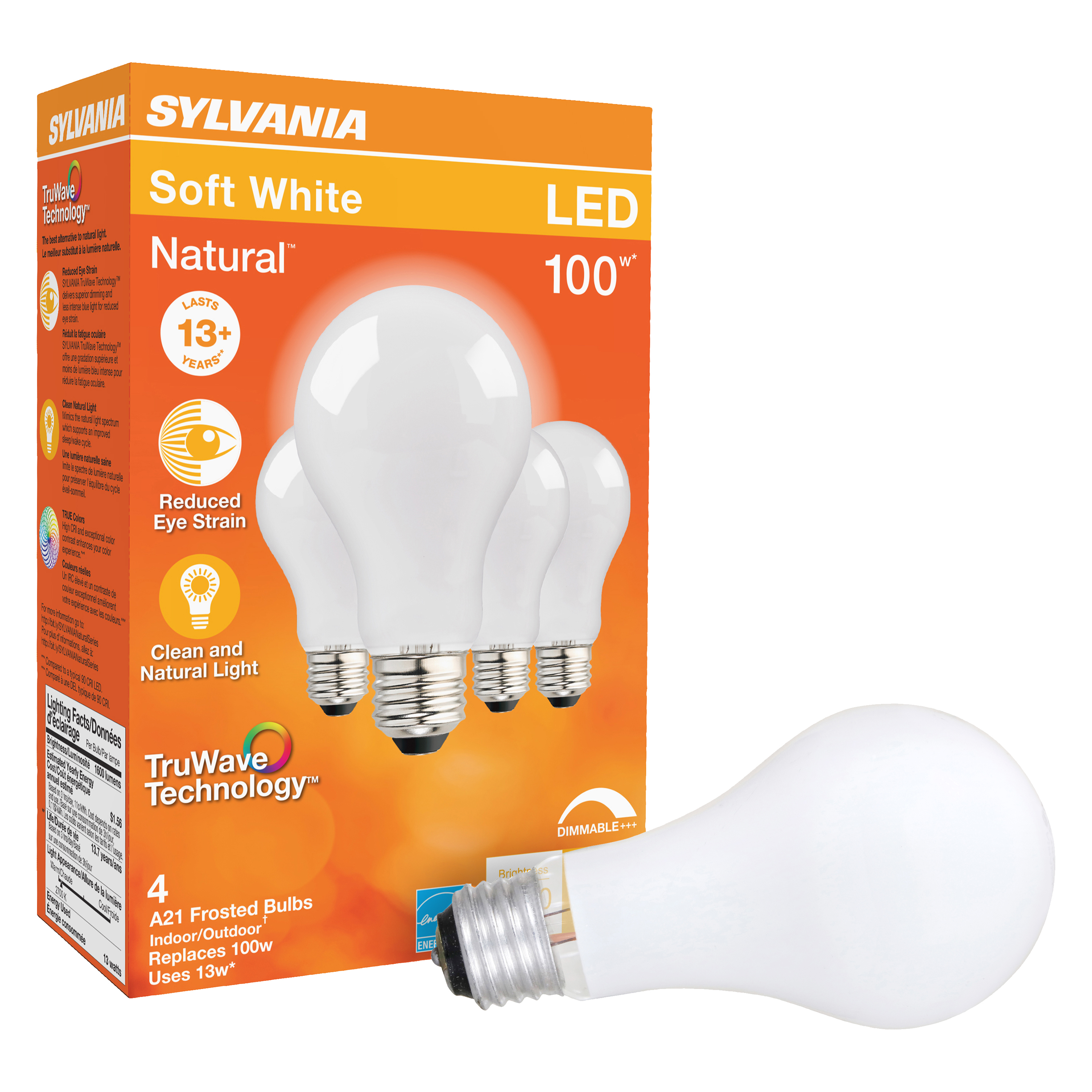 40664 LED Bulb, General Purpose, A21 Lamp, E26 Lamp Base, Dimmable, 2700 K Color Temp