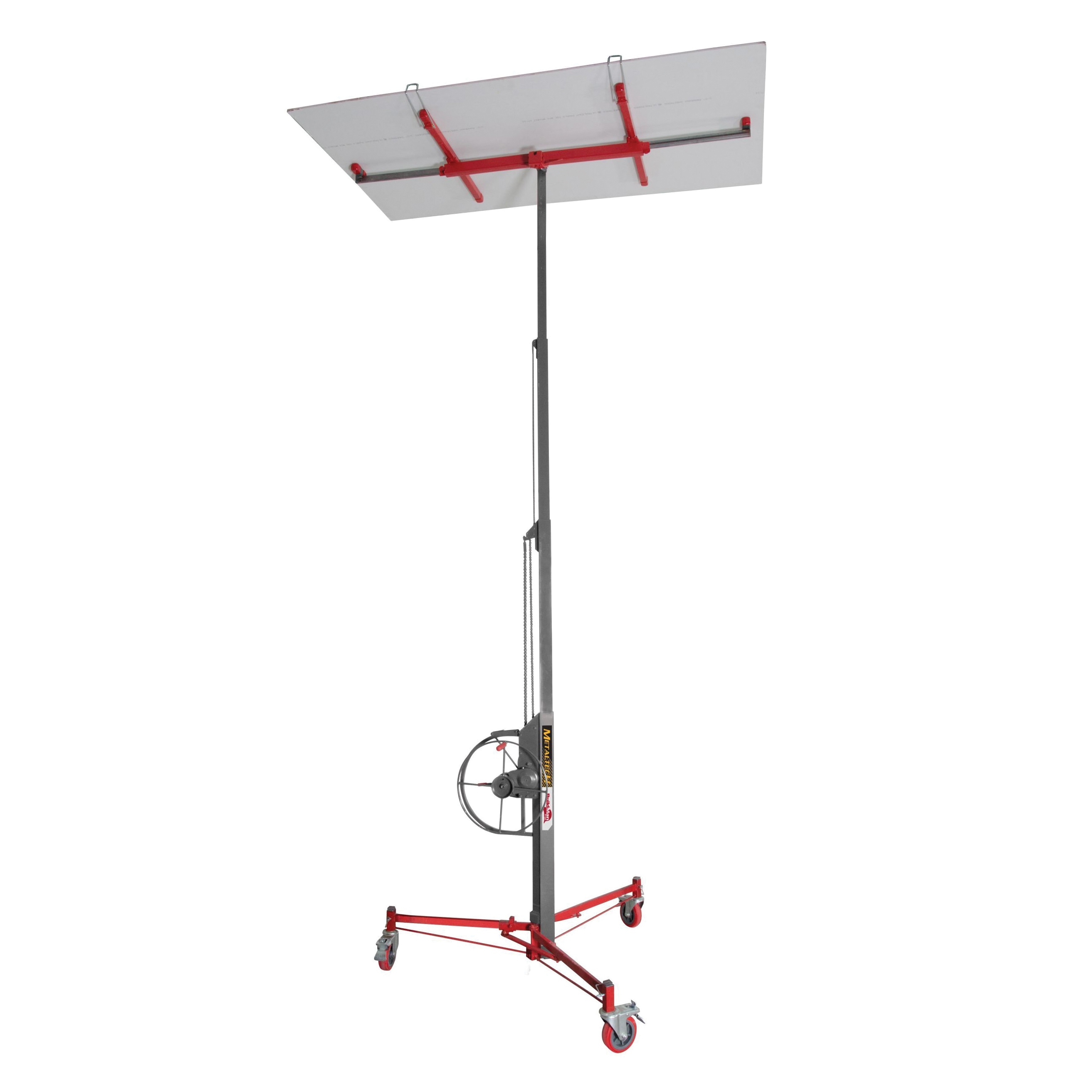 Metaltech I-BMDPL Drywall and Panel Hoist, 200 lb, Plastic/Steel, Gray/Red, 60-1/4 in L, 48-3/4 in W, 58-1/4 in H - 2