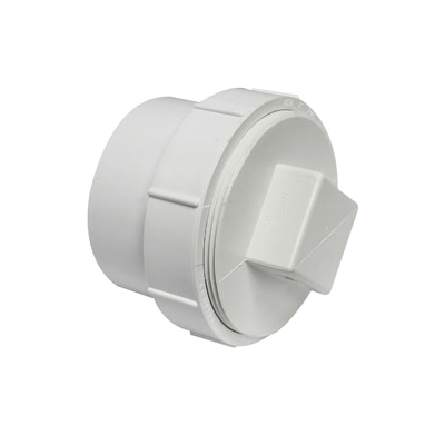 414274BC Cleanout Body with Threaded Plug, 4 in, Spigot x FNPT, PVC, White