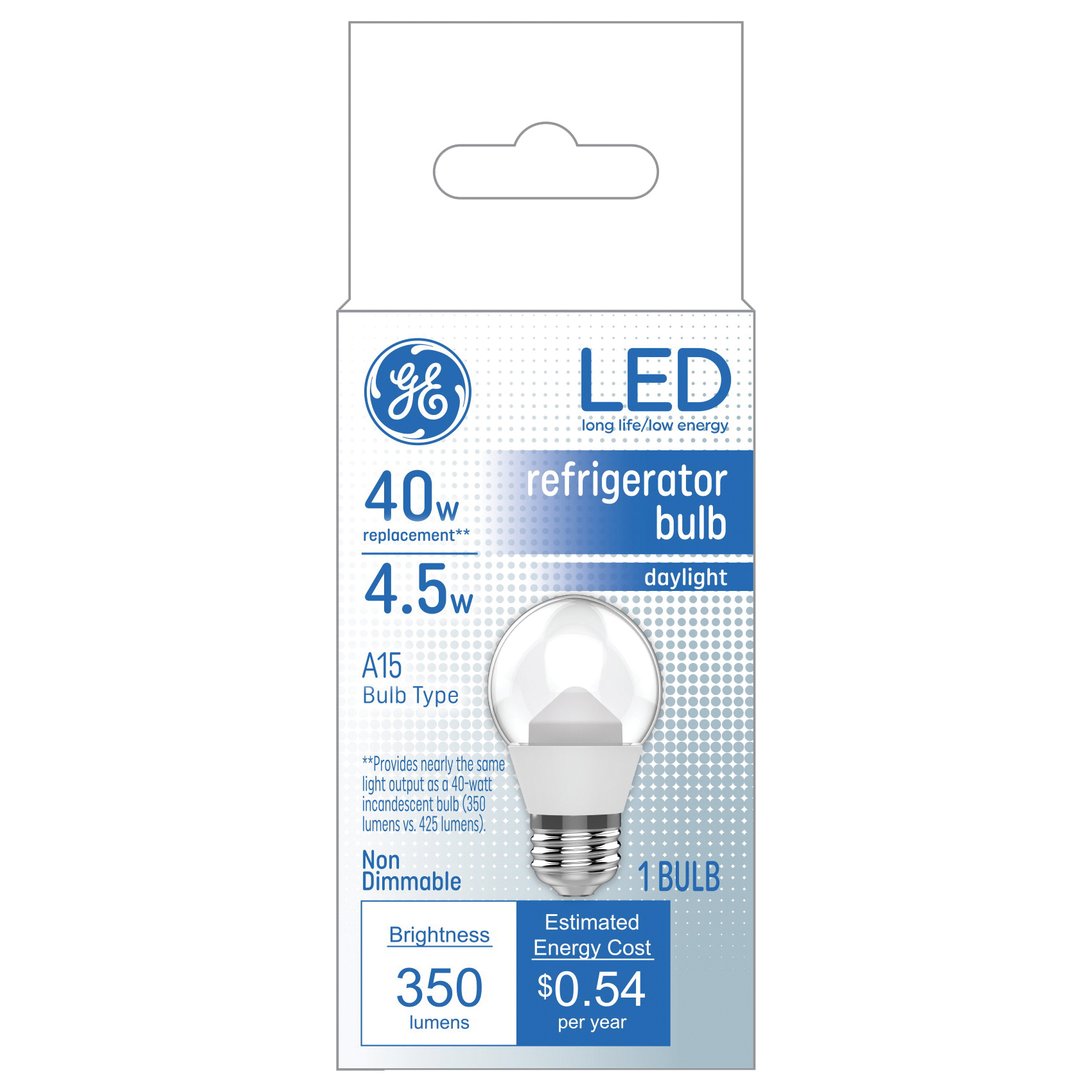 93104415 LED Bulb, Specialty, A15 Lamp, 40 W Equivalent, Daylight Light