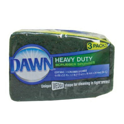 Dawn 438059 Heavy-Duty Scrubber Sponge, Green/Yellow, 3 PK
