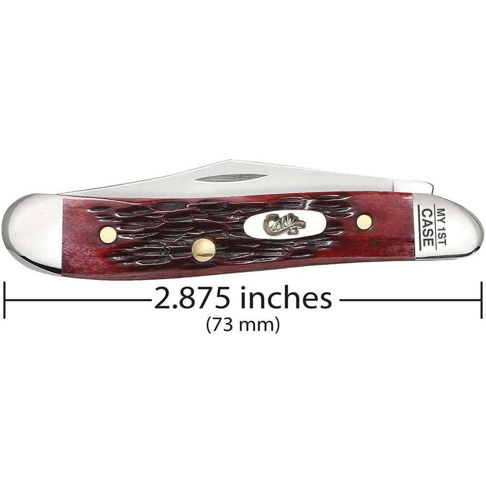 Case XX 03693 My First Case Knife, 2.1, 1.53 in L Blade, Tru-Sharp Surgical Stainless Steel Blade, 2-Blade, Red Handle - 2