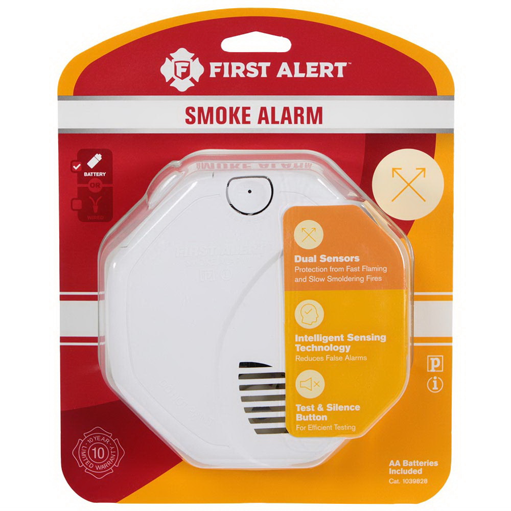 FIRST ALERT 1039828 Fire and Smoke Detector, AA Alkaline Battery, Photo, Ion Sensor, 85 dB, Alarm: Smoke - 5