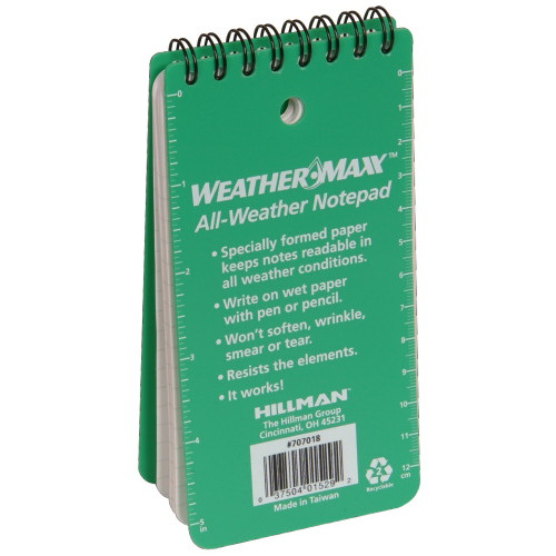 HILLMAN 707018 All-Weather Notepad, Double-Sided Sheet, 6 in L x 3 in W Sheet, 48-Sheet - 3