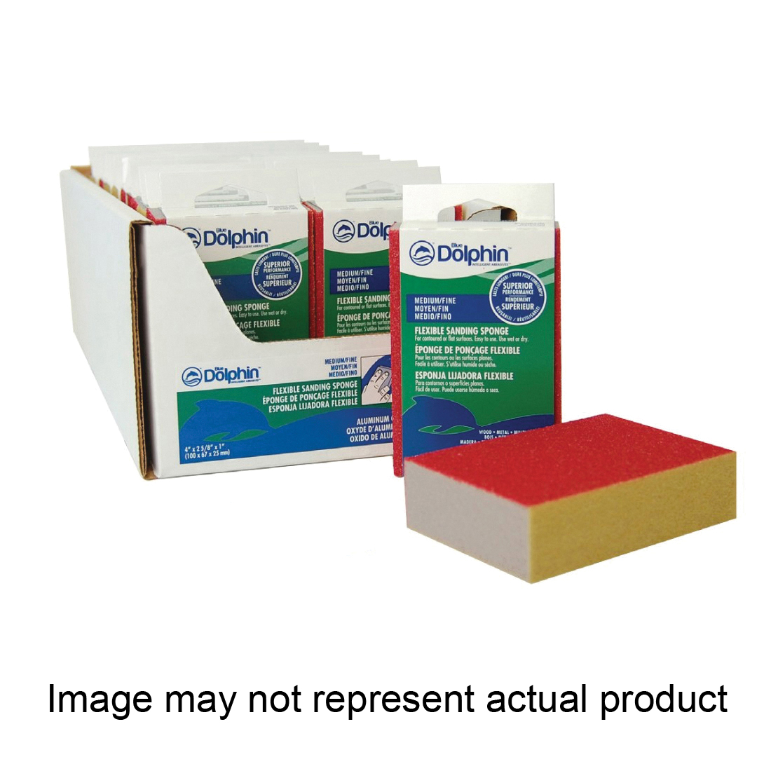 Blue Dolphin MA-11 (5") 60 Sanding Sponge, 5 in L, 3 in W, 60 Grit, Medium, Aluminum Oxide Abrasive