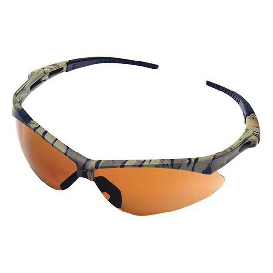 7010 884 0321 Safety Glasses, Polycarbonate Lens, Camo, Wrap-Around Frame, Green Camo Frame, UV Protection: 99 %