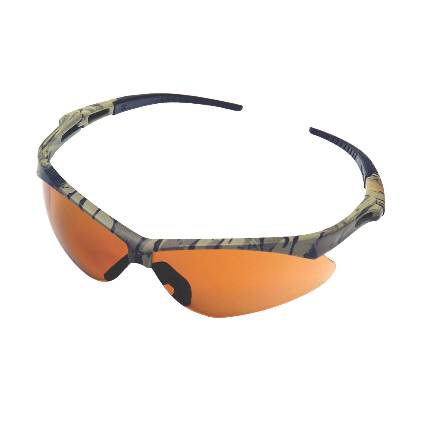 7010 884 0321 Safety Glasses, Scratch-Resistant Lens, Plastic Frame, Polycarbonate Lens, Camo, Wrap-Around Frame, Green Camo Frame