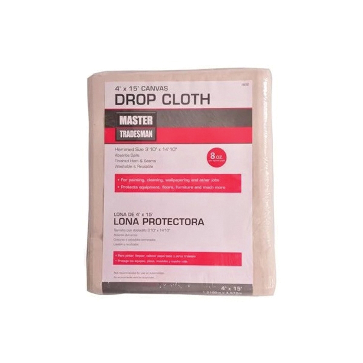 Master Tradesman 58908 Drop Cloth, 15 ft L, 4 ft W, Canvas