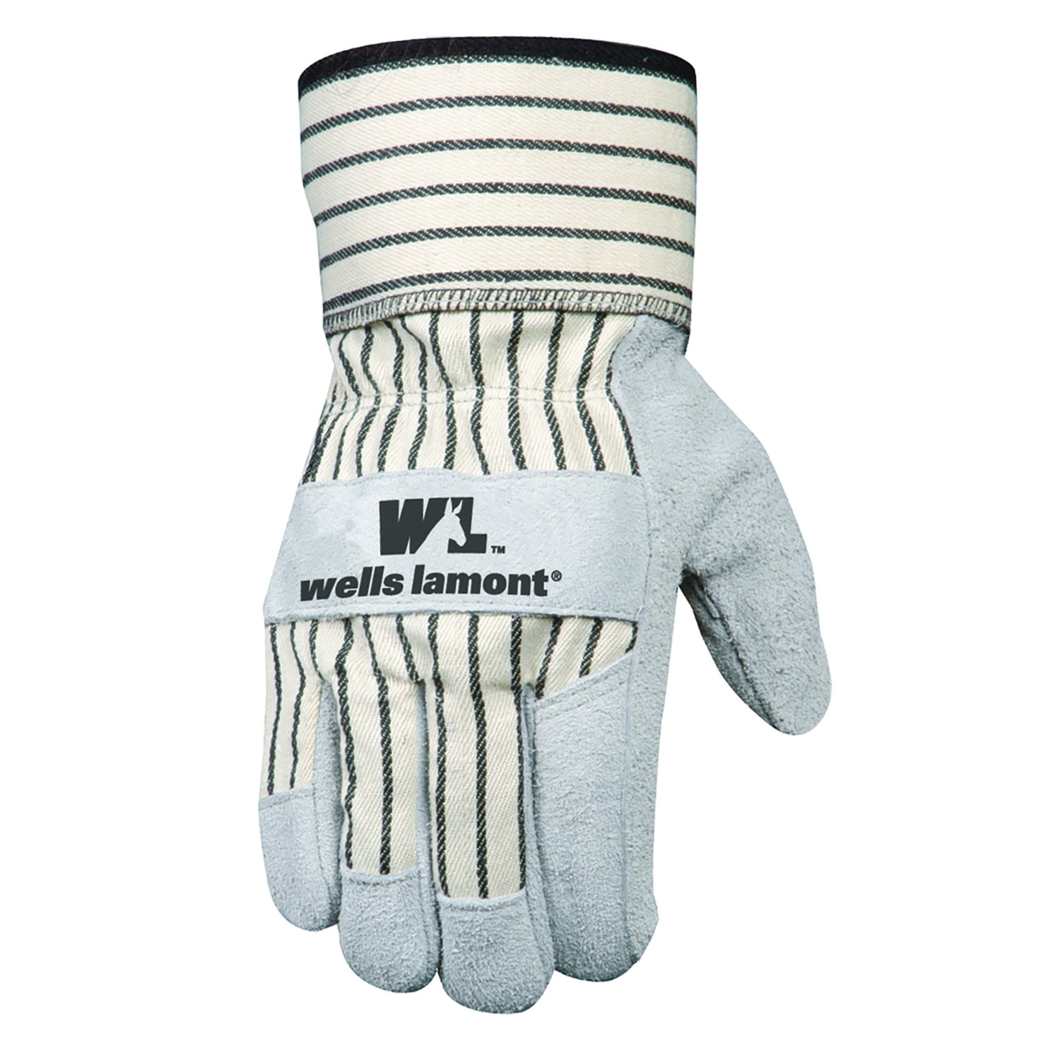 4000 Heavy-Duty Split Work Gloves, Men's, One-Size, Wing Thumb, Safety Cuff, Gray/White