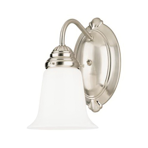 66496 Wall Fixture, 60 W, 1-Lamp, Brushed Nickel Fixture