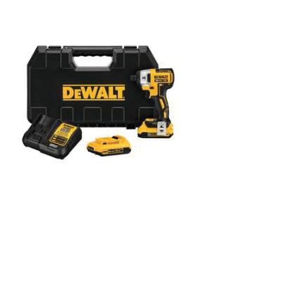 DEWALT DCF886D2 Compact Impact Driver Kit, Battery Included, 20 V, 2 Ah, 1/4 in Drive, Hex Drive, 0 to 3200 ipm