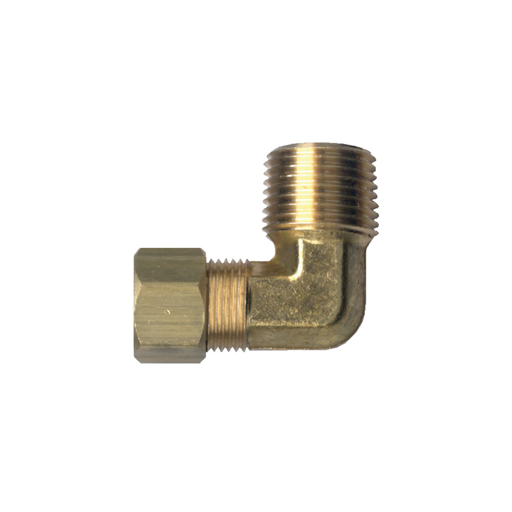 3/8 Compression X 3/8 MPT 90 Degree Male Pipe Brass Elbow, 69-6C