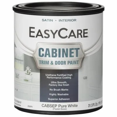 EasyCare CABSEP-QT Cabinet/Door and Trim Paint, Water Base, Satin Sheen, White, 1 qt