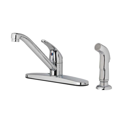 67210-2501 Side Sprayer Faucet, 1.8 gpm, 1-Handle, 4-Faucet Hole, Polished Chrome, Deck Mounting