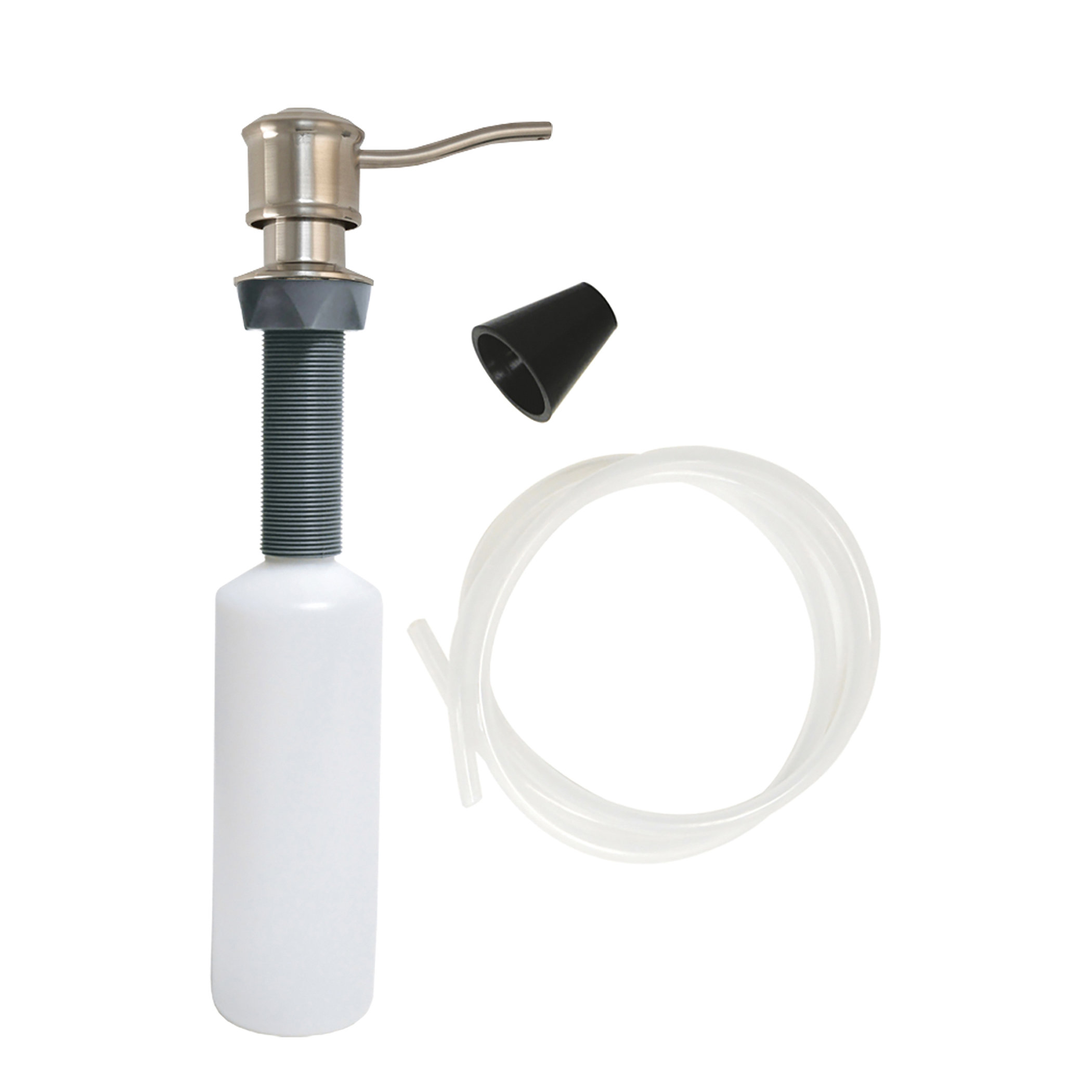 10040 Soap Dispenser with Curved Nozzle, Metal, Brushed Nickel-Plated