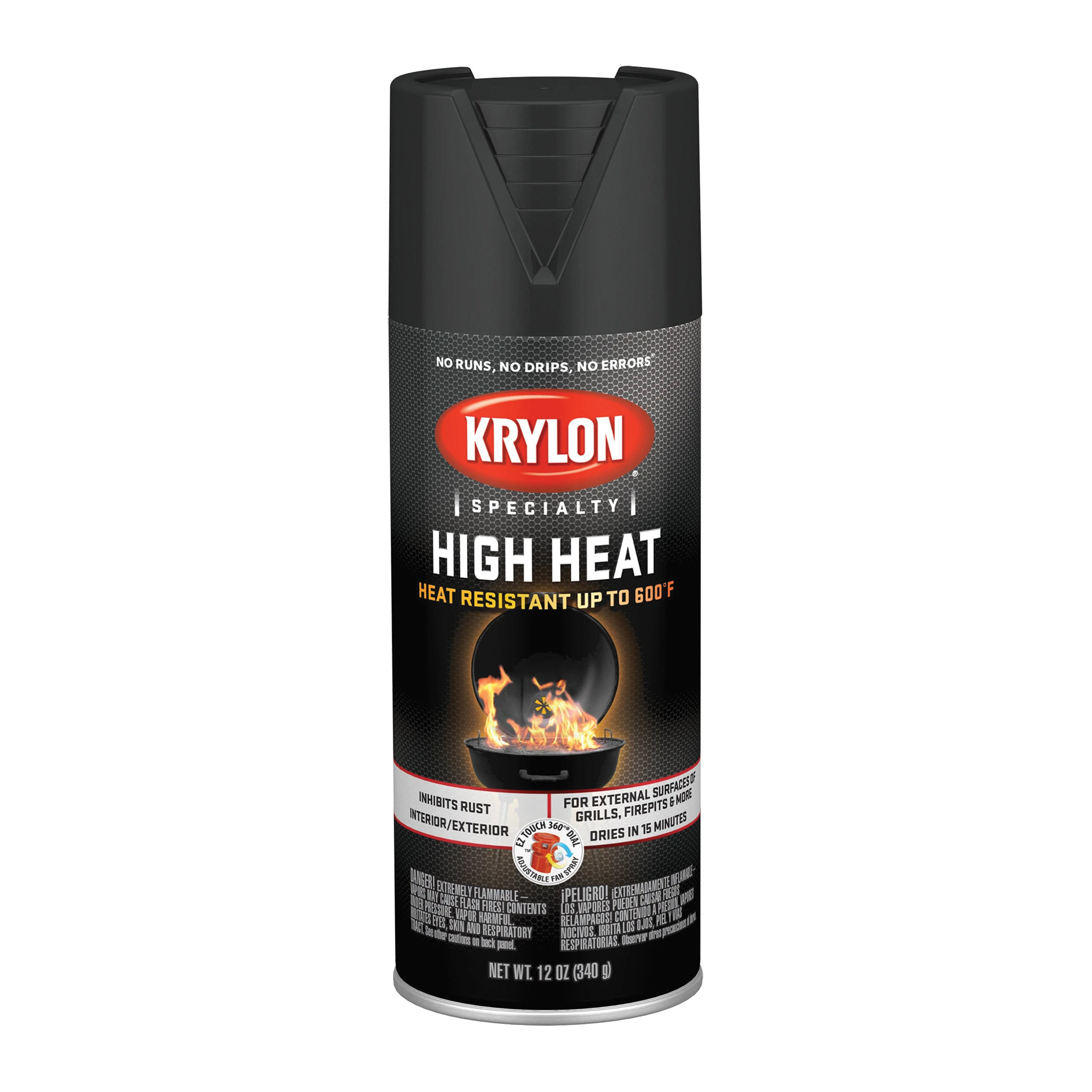 Krylon K01618777 Spray Paint, Satin, Black, 12 oz, Aerosol Can - 1