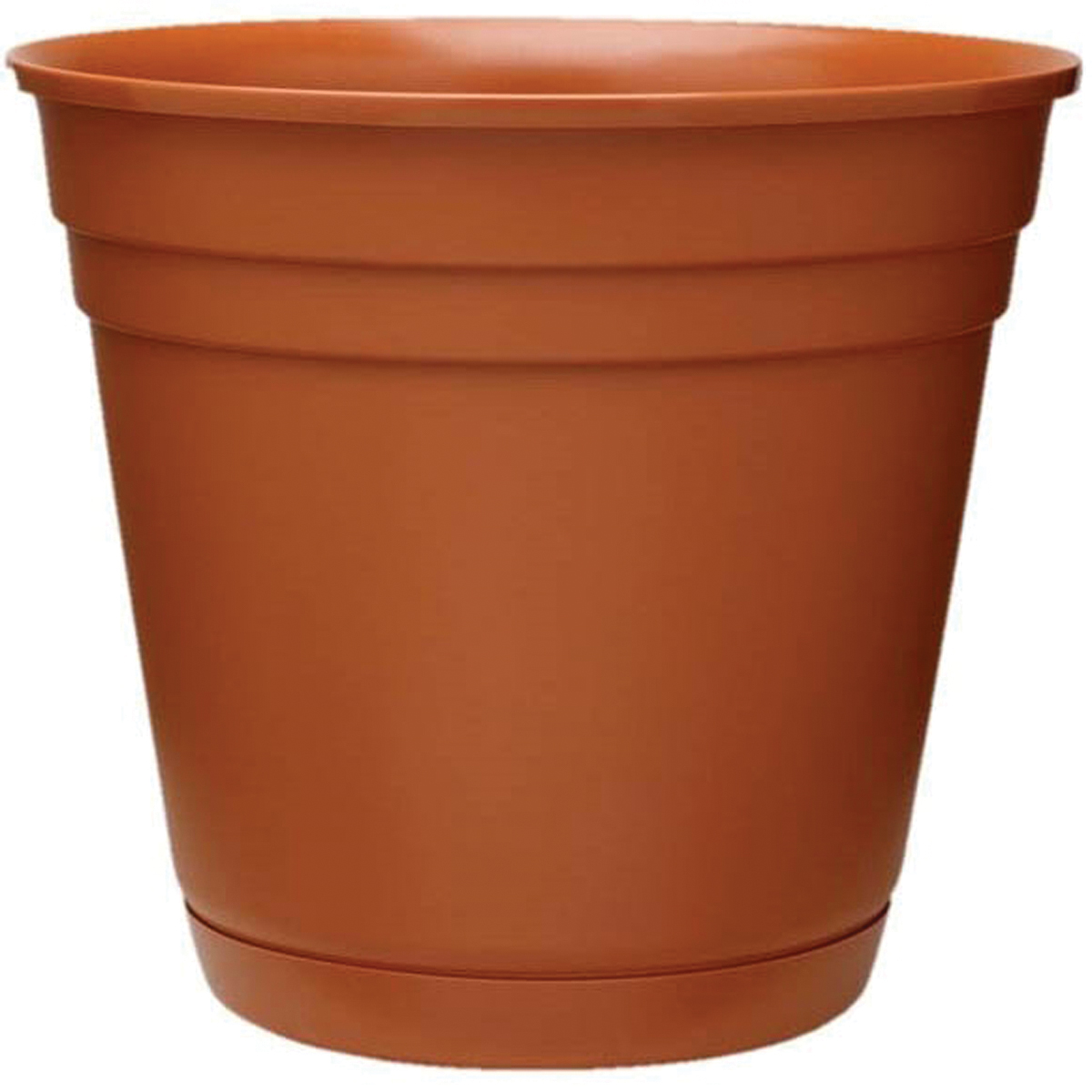 RN1207TC Planter with Saucer, 12 in Dia, Round, Poly Resin, Terra Cotta, Matte