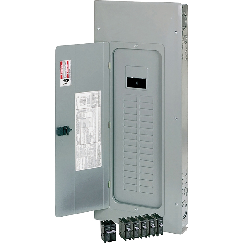 BRP30B200V25 Load Center, 1-Pole, 200 A, 30-Space, 60-Circuit, Main Breaker, Plug-On Neutral, Type BR