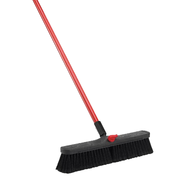 800 Smooth Surface Push Broom, 19-1/2 in Sweep Face, 3 in L Trim, Pet Bristle, 64 in L, Bolt, Steel Handle